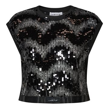 Haute L' Amitié - Mirror Sequin Crop Top - Black